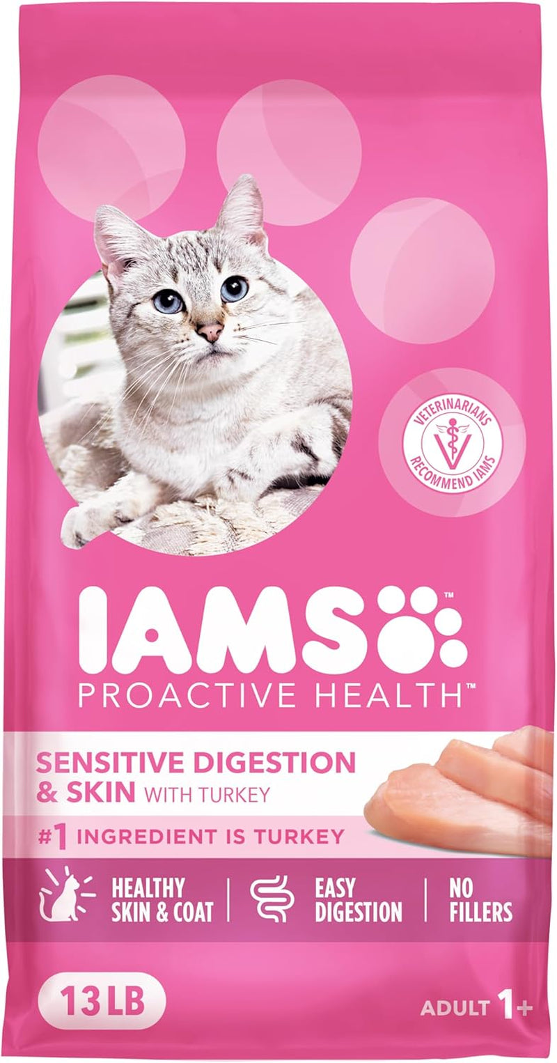 PROACTIVE HEALTH Adult Sensitive Digestion & Skin, Dry Cat Food with Turkey Cat Kibble, 13 Lb. Bag